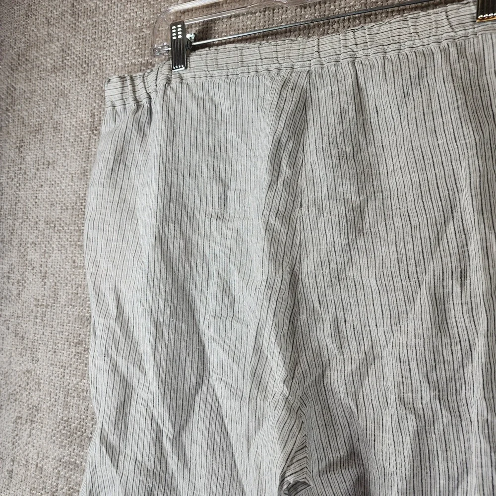 Eileen Fisher Linen Pants Womens *1X Black White Striped Wide Leg Cropped 36x27 - Picture 9 of 13